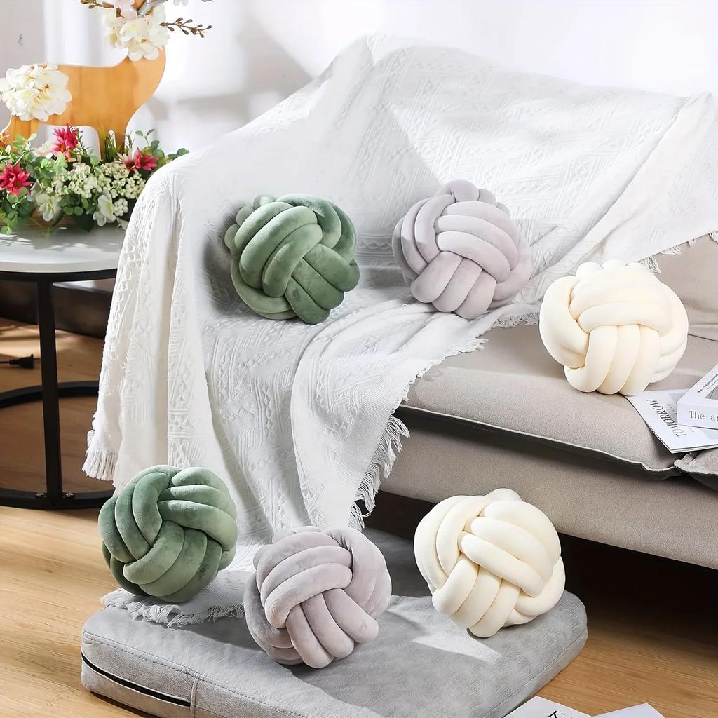 Nordic Stay Striped Cushion Plush Pillow Throw Knot Throw Pillow Cushion Sofa Pillow Living Room Round Ball Cushion