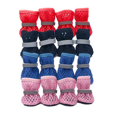 4 Stk./Set Hundeschuhe Sommer Haustierschuhe für kleine Hunde Katzen Outdoor Walking Weiche Sohle Welpensandalen Reflektierend Atmungsaktiv Yorkshire