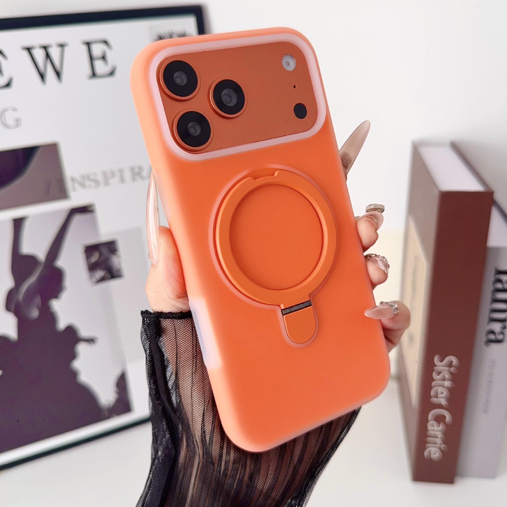 

Compatible with Apple iPhone 17 Pro Max Liquid Silicone Hinge Case & iPhone 16/15 Dopamine Magnetic Stand Case iPhone16 ProMax оранжевый