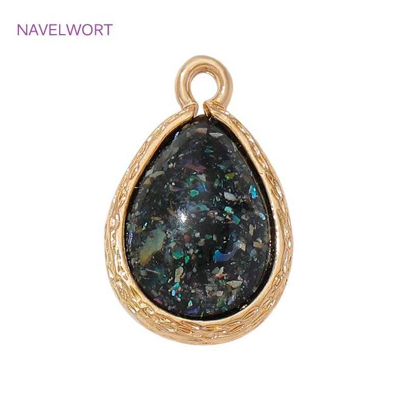 12mm*19mm 18K Gold Plated Teardrop Charms Pendants For Jewelry,Brass With Resin Teardrop Shape Charms,DIY Earring Pendant