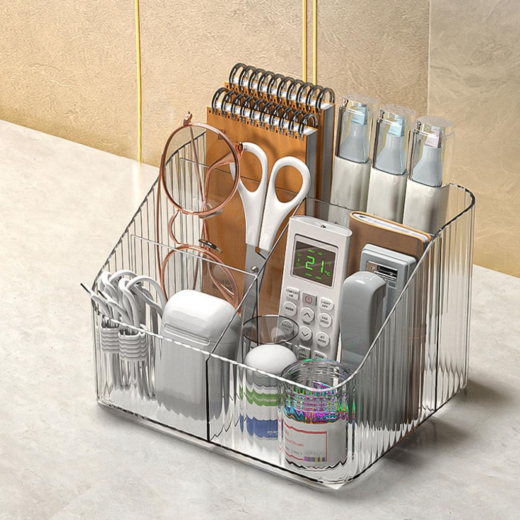 Desktop Storage Box Trapezoidal Organizer PP Plastic Sorting Case for Makeup Cosmetic Brush 4 Grids