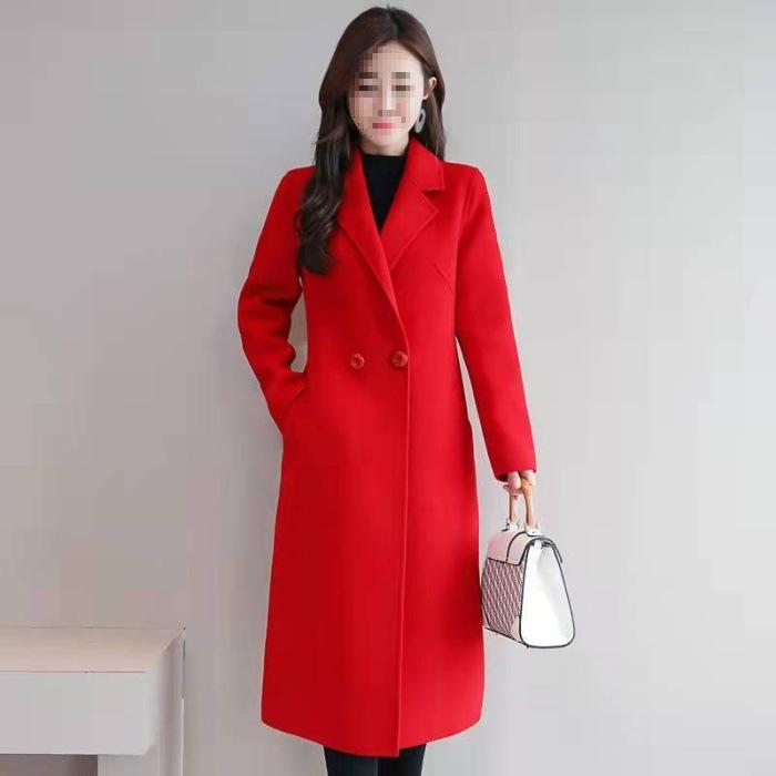 Women's Mid-Length Slim-Fit Wool Coat - 2025 Spring/Autumn Collection