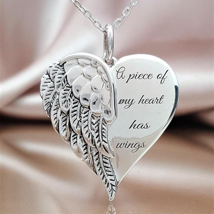 European & American Fashion: Angel Wings Heart Necklace