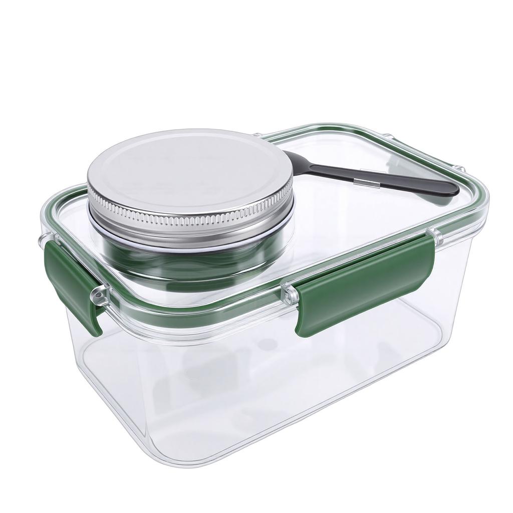 Salad Container with Dressing Compartment ABS Reusable Leakproof Portable Salad Lunch Box Food Storage Container for School  