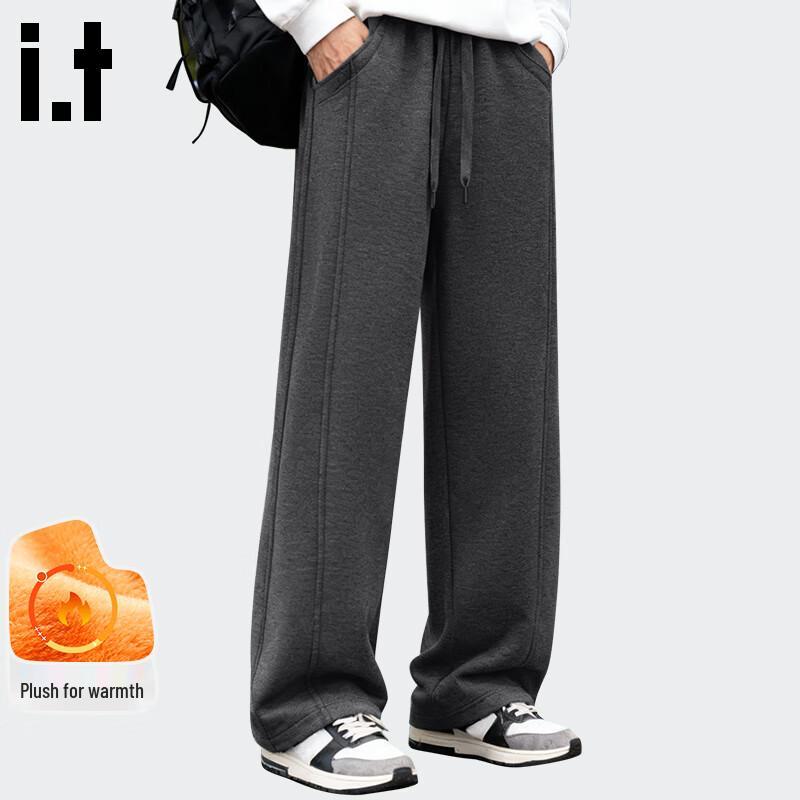 Fingercroxxit Men's Fleece-Lined Straight Leg Casual Pants