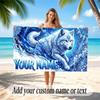 Wolf Theme Beach Towel Personalized Custom Name & Text Soft Quick Dry Beach Towel for Swimming Travel
