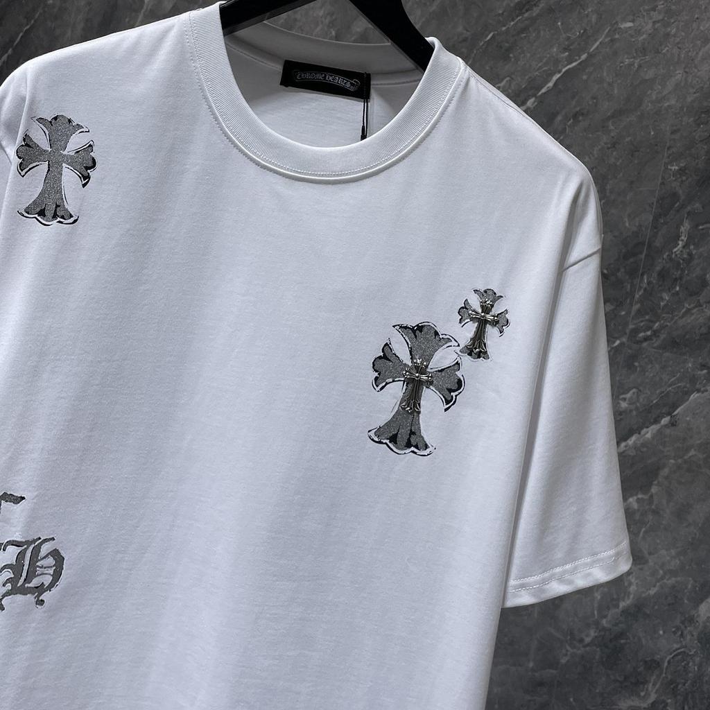8937 CHROME HEARTS 2026 Summer New High Quality Cotton Round Neck Loose Large Size Men's and Women's T-shirt Couple T-shirt