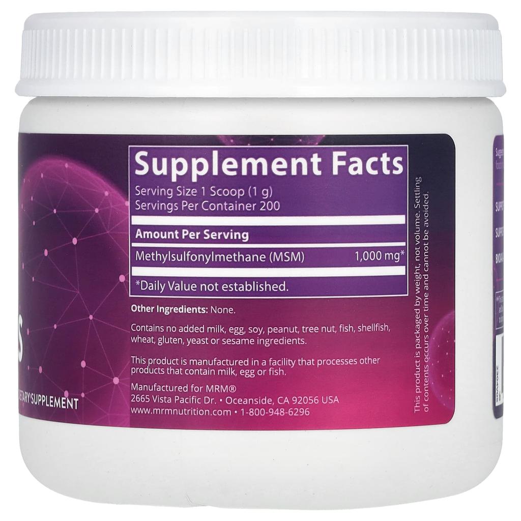 MSM Crystal, 1,000Mg, 200G(7.05Oz)