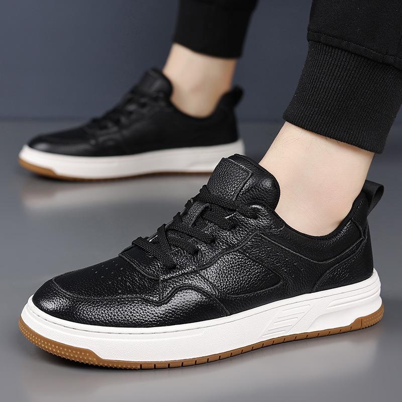 The First Layer of Cowhide Casual Leather Shoes Men's Trendy Board Shoes Spring New Versatile Little White Shoes