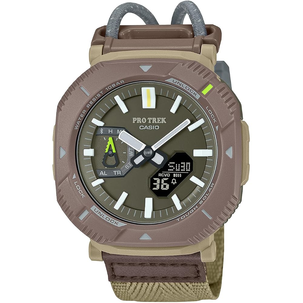 Casio Pro Trek Hiker Line Bluetooth Tough Solar Men's Watch 200m Water Resistant Biomass Plastic Brown