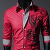 Single-breasted Chinese Style Shirt Turn-down Collar Long Sleeve Men Autumn Top for Daily Wear