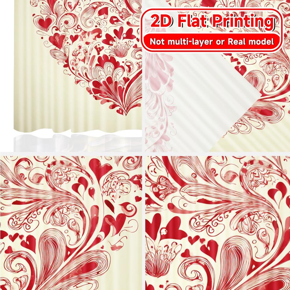 2D Flat Printing  2pcs Heart Whirlwind Pattern Chic Curtains Durable 100% Polyester Fabric Curtains Room Decor Decorative for