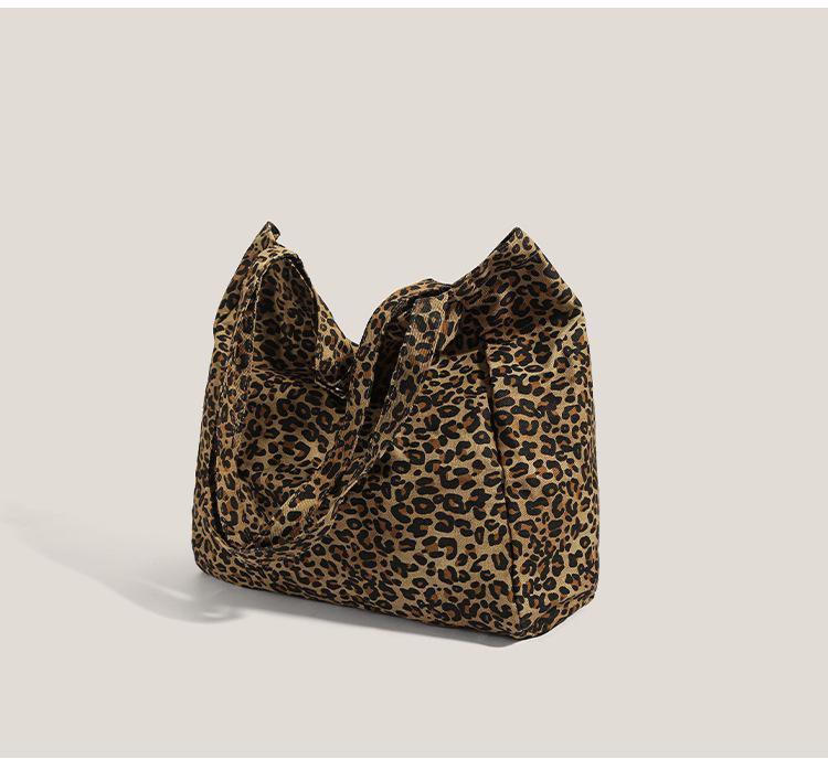 Leopard Print Canvas Shoulder Bag for Women - 2025 Trendy Large Capacity Tote