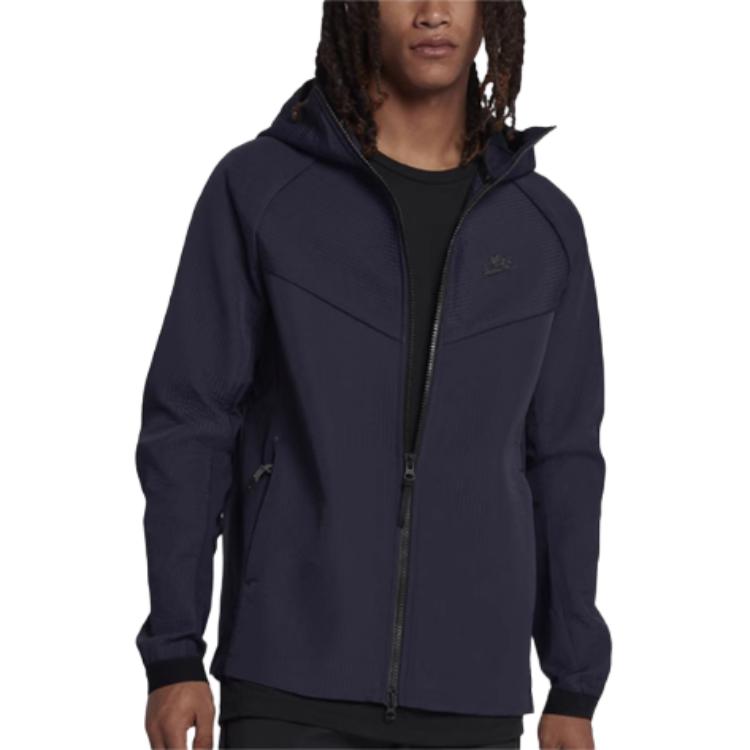 Nike As M Nsw Tch Pck Jkt Hd Wvn Logo Hooded Zipper Long Sleeve Jacket Men Jacket Blue 928552-451
