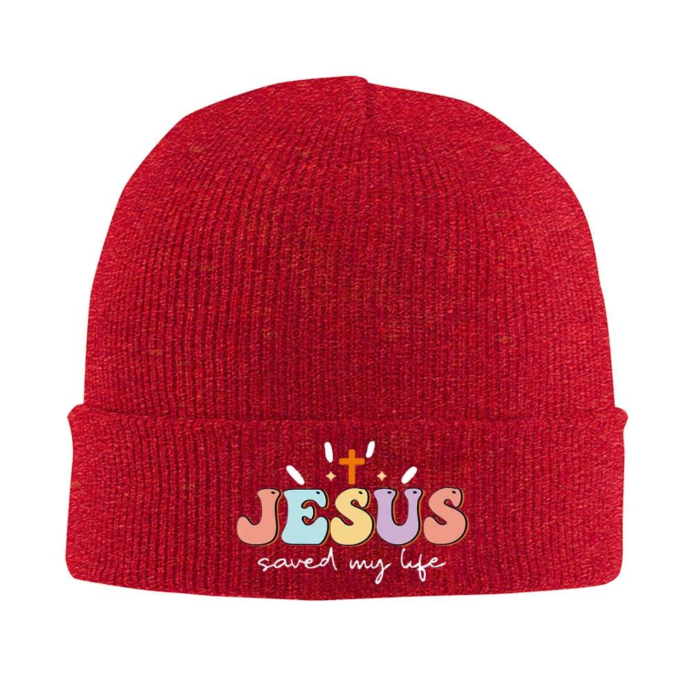 

Jesus saved lifecross letters design Unisex Women Unisex Knitted Hat Beanie Pullover Cap Winter Thermal Warm Christmas Outdoor Cy