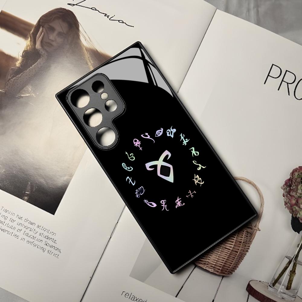 Shadowhunters Phone Case for Samsung Galaxy S24 S23 S22 S20 A24 A54 S21 A34 A53 Note20 M54 Fe Ultra Plus Black Glass Cover