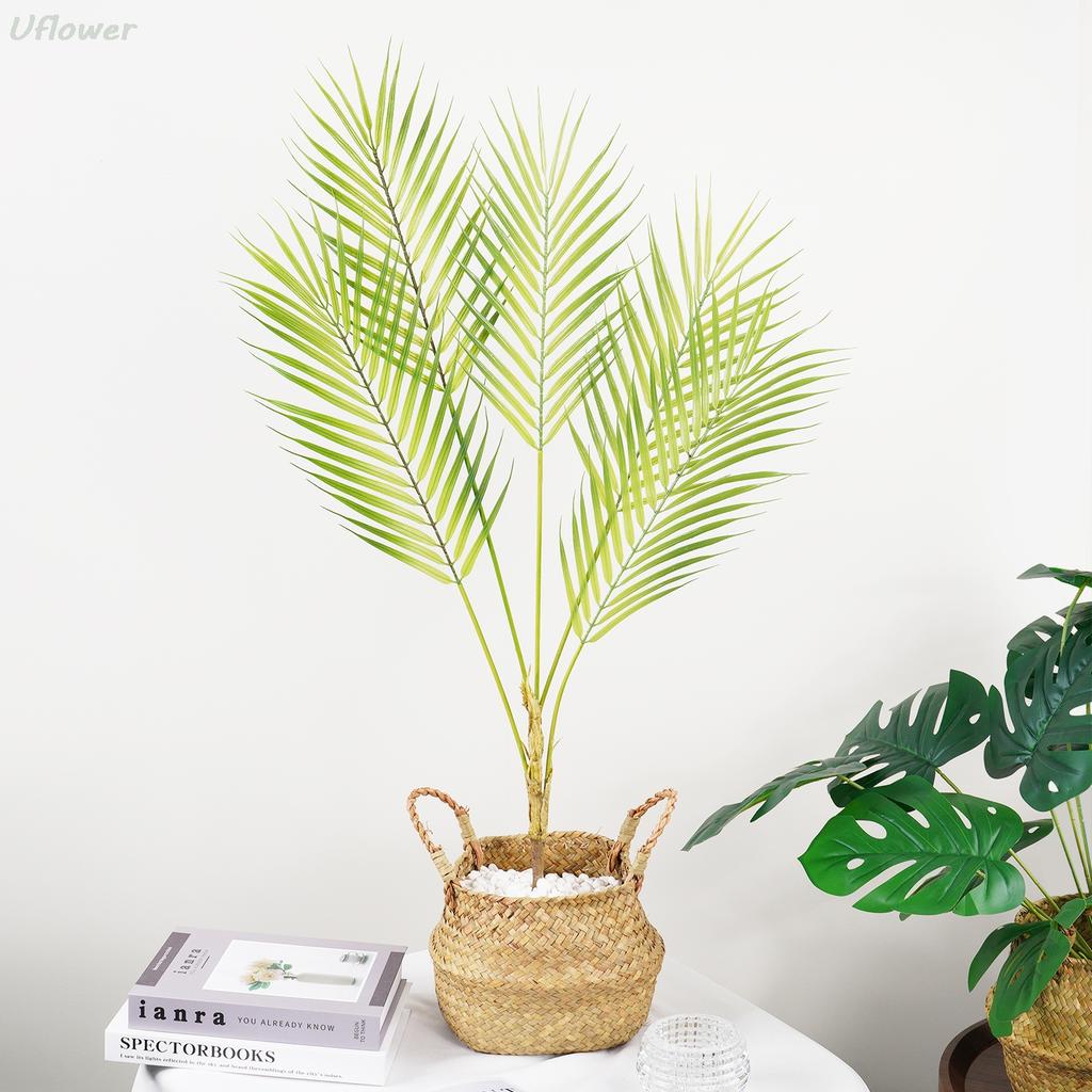 Large Artificial Palm Tree 80-125cm Fake Monstera Plant Tropical Fern Leaves for Home Garden Decor Plastic Outdoor Plants
