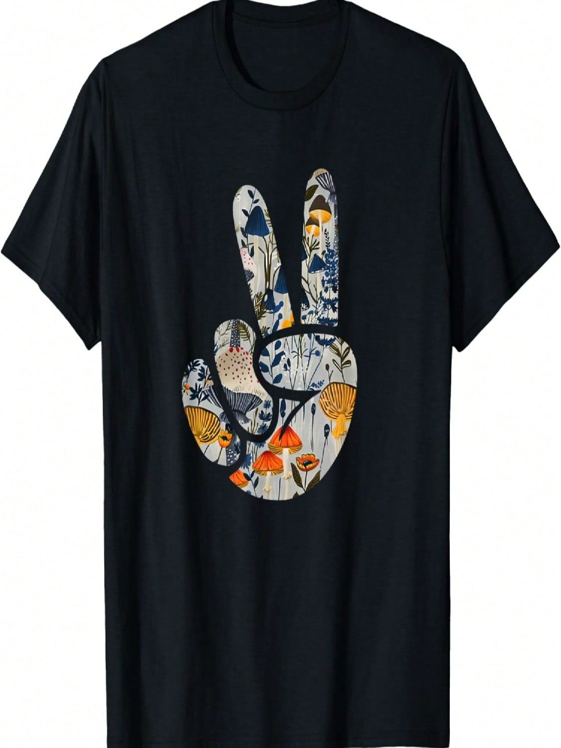 Natural Silhouette Forest Meadow Cottagecore Peace Sign Hand T-Shirt(24) S разноцветный