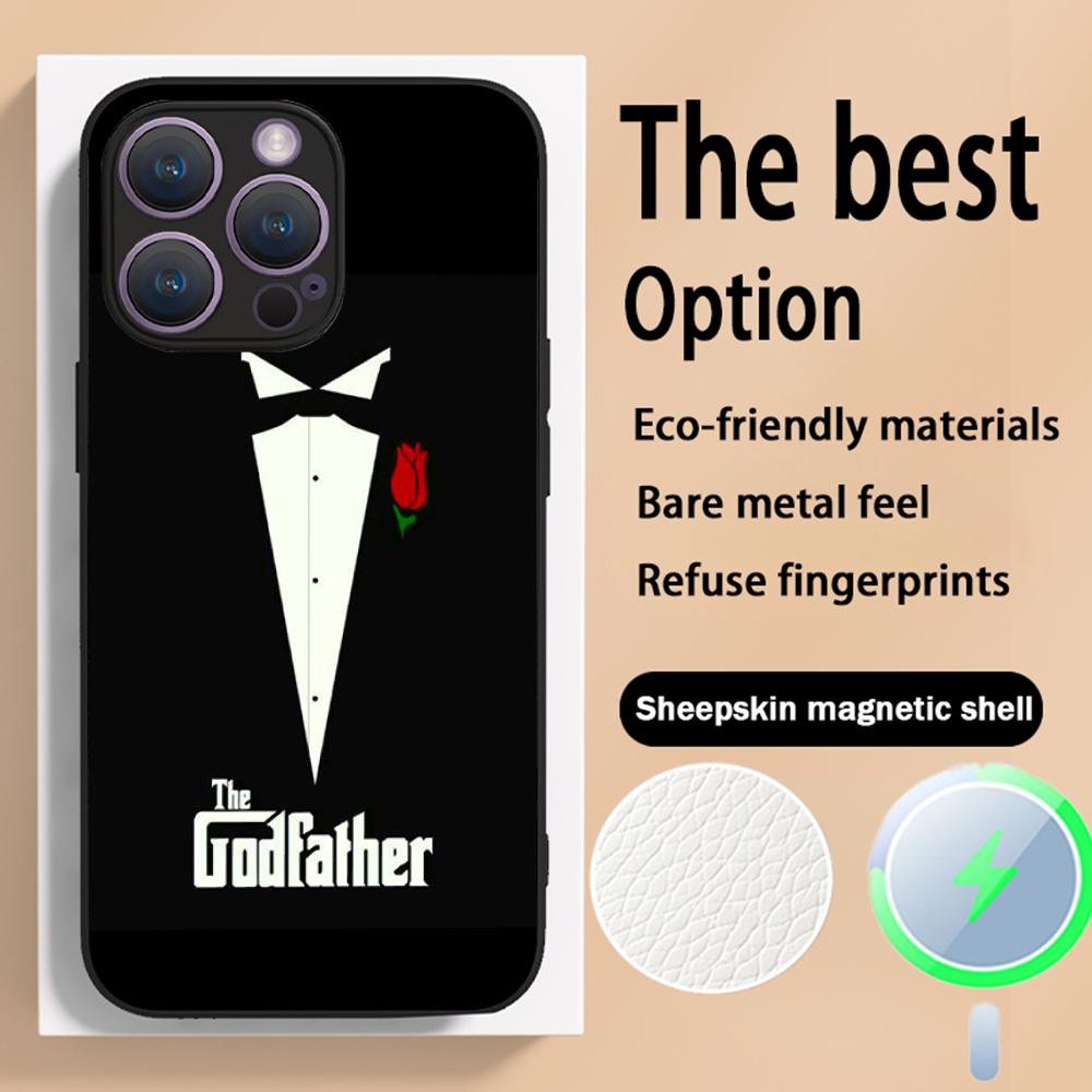 The Godfather Classic Movie Posters Phone Case For iPhone 16 15 14 13 12 11 Plus Pro Max High-end Luxury Magsafe Sheepskin