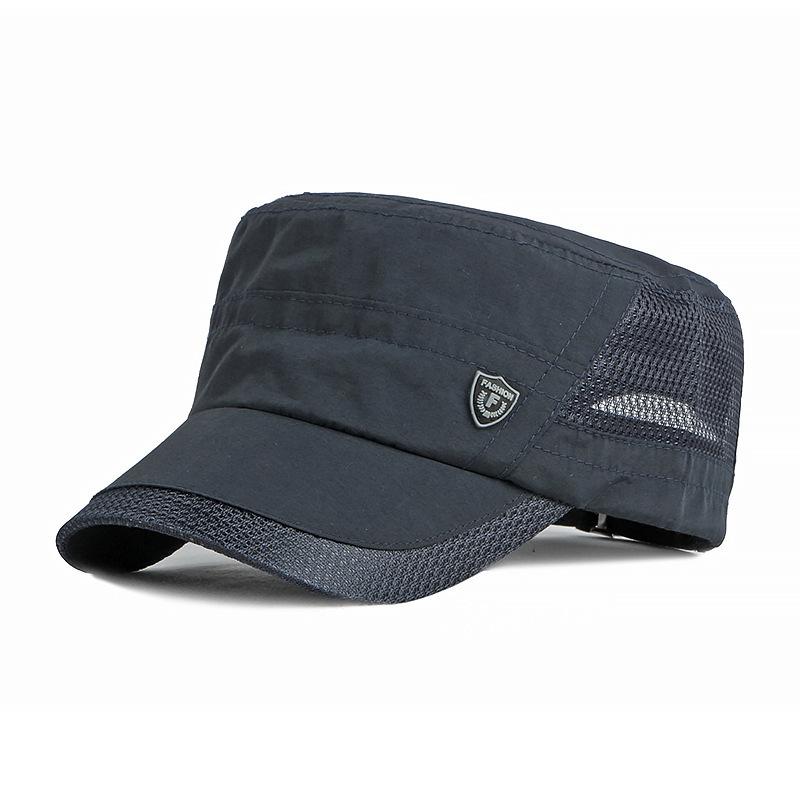 Quick Dry Military Cap for Men Women Summer Mesh Breathable Flat Top Hat Sun Protection Outdoor Sports Casual Cadet Cap Thin Peaked Hat