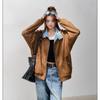 Autumn Loose Plaid  Patchwork Coat Womens Casual Baseball Jacket Stylish Outerwear