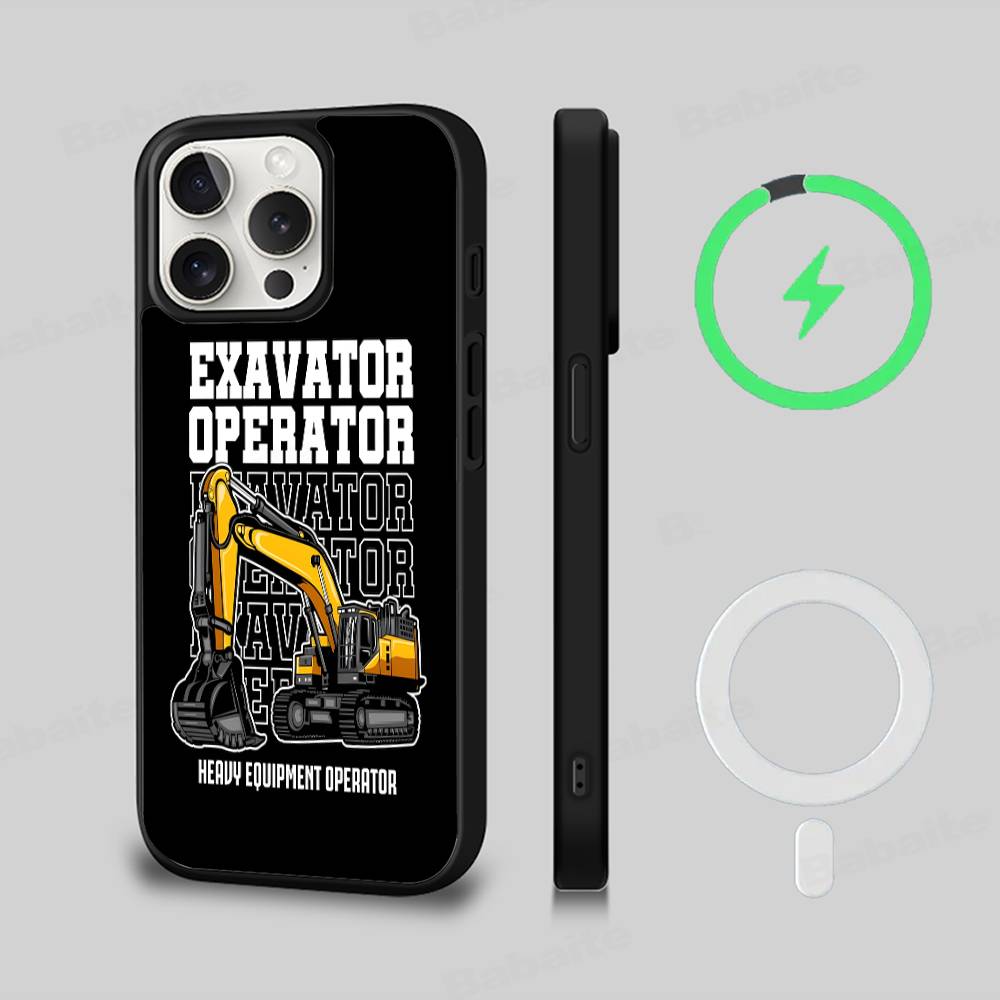 

Excavator mechanical Magnetic For Magsafe Phone Case For iPhone 17 Air 16 Pro Max 15 14 13 12 11 Protective Cover iPhone 16 pro