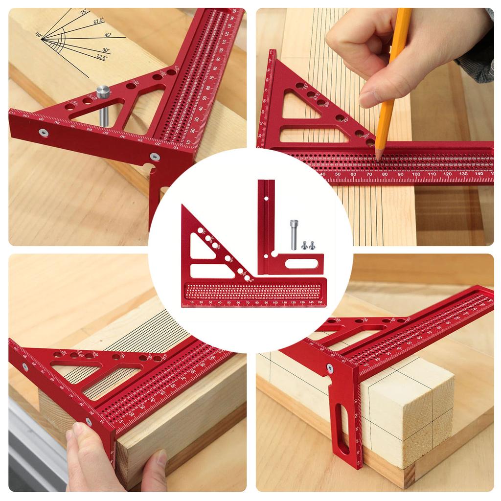 3D Multi Angle Measuring Ruler Woodworking Square Protractor Triangle Layout Measuring Tool 22.5-75 Degree Protractor