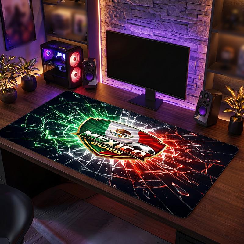 Mexico footbal Crest Mouse Pad, Extended Non Slip Rubber Desk Mat for Gaming Office Laptop Fan Gift