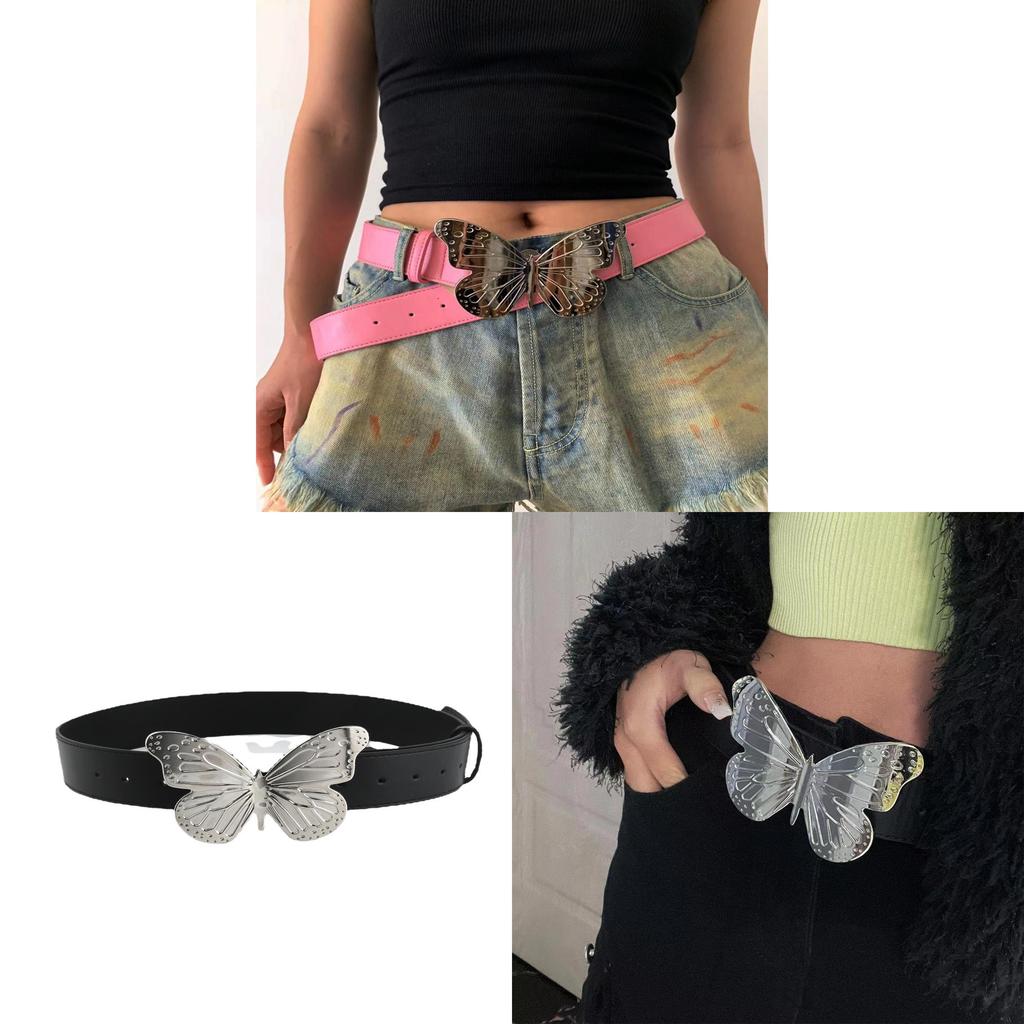 2023 Spring Season European And American Women's Belt Retro Pink Waistband With Alloy Butterfly Buckle