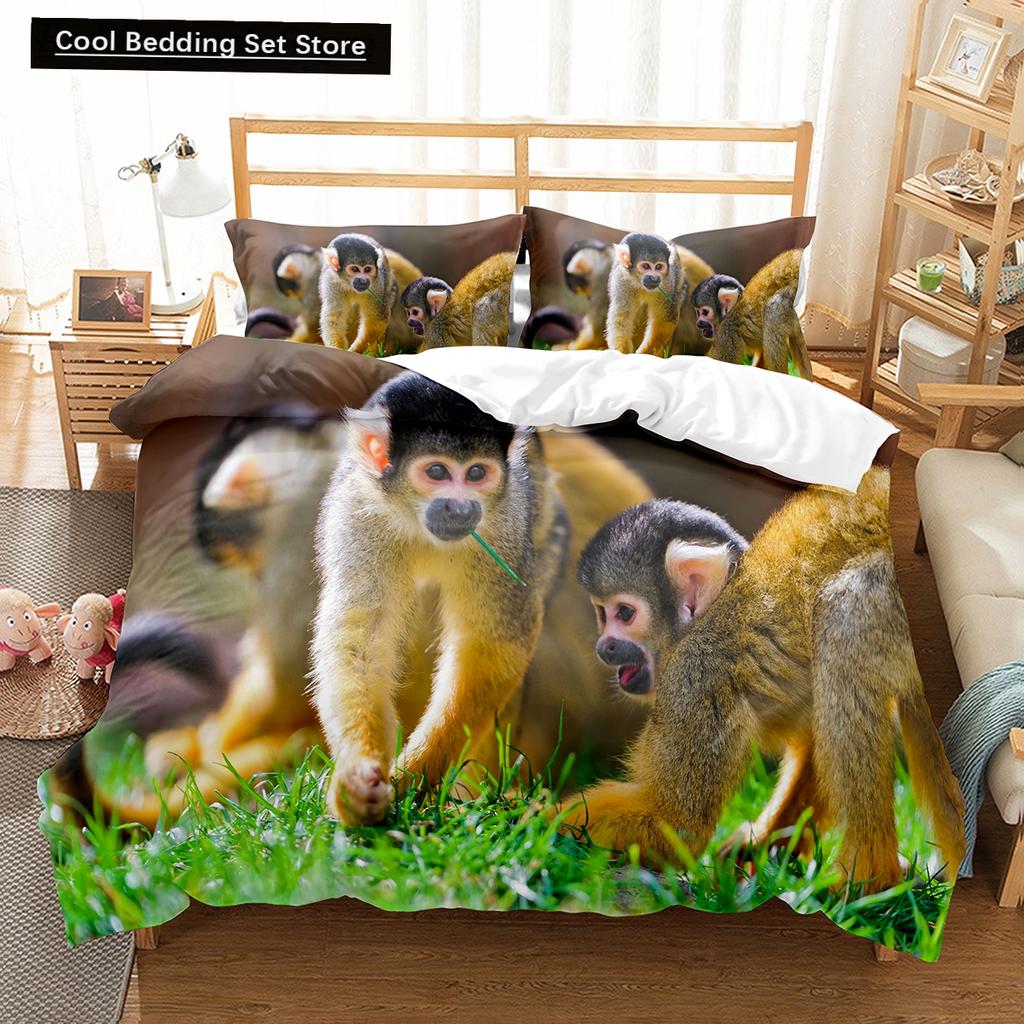 Brown Raccoon King Queen Double Full Duvet Cover Lovely Animal Bedding Set Wildlife Quilt Cover 2/3pcs Polyester Comforter Cover
