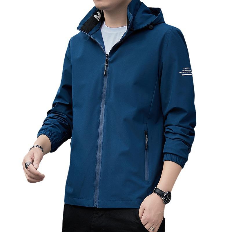 Men's 2025 Spring/Autumn Hooded Jacket: Printed Casual Sport Windbreaker