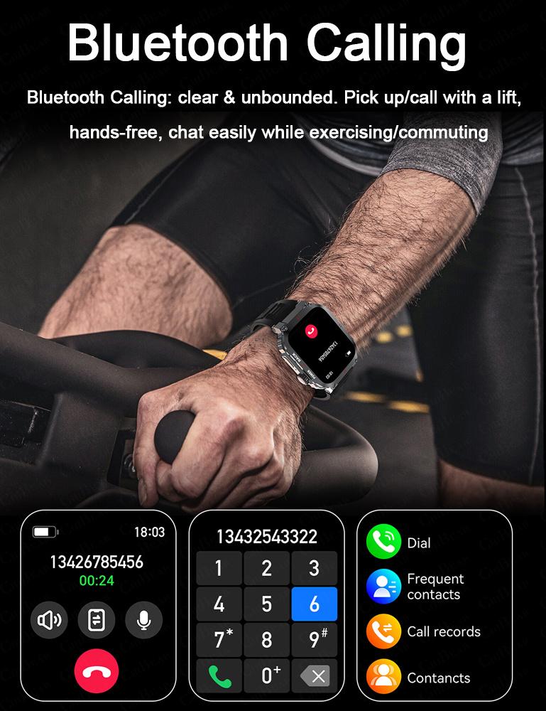 New 1.91 Outdoor Military Men Smart Watch Men Bluetooth Call Smartwatch Men For Android IOS IP68 Waterproof Ftiness Watches