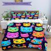 3pcs Colorful Cats Bedding Set, Suitable for Bedroom Decoration, (Includes 1 Duvet Cover And 2 Pillowcases, Quilt Not Included) yy250822117