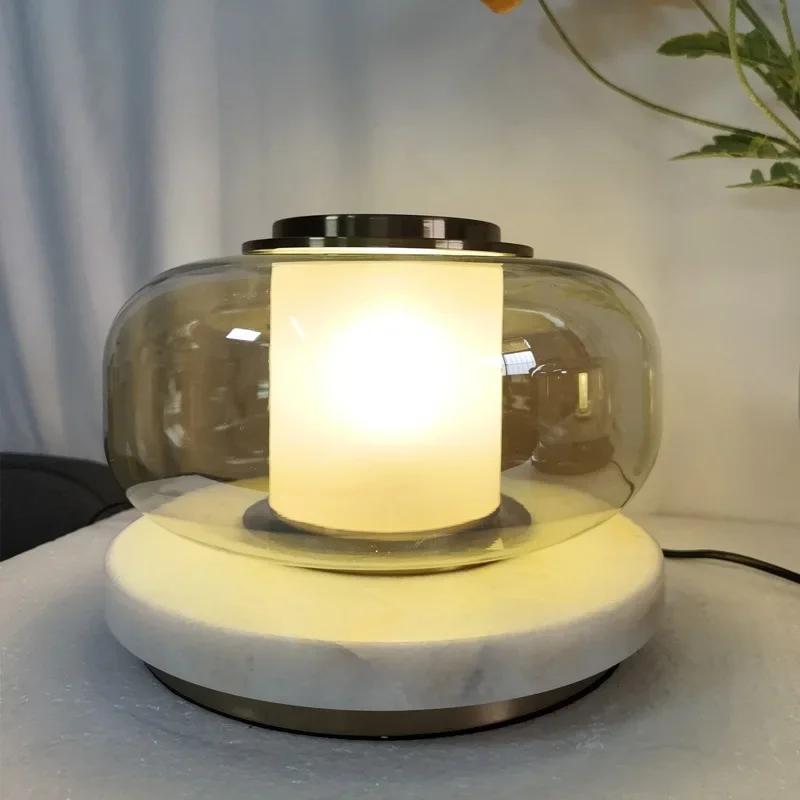 Nordic Minimalist Marble Table Lamp Post-Modern Living Room and Hotel Bedroom Bedside Sample Room Decoration Creative Glass Lamp