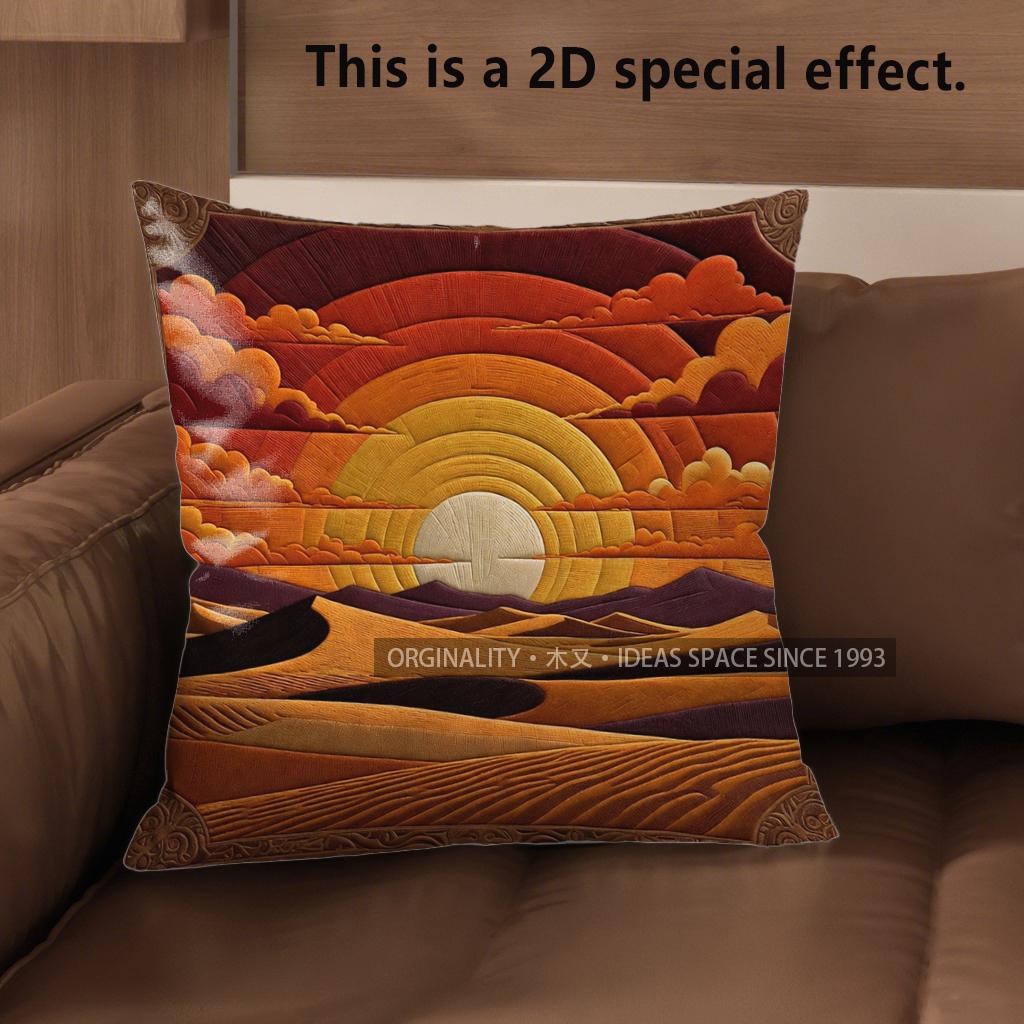 

2D Desert Sunset Boho Throw Pillow Covers** Pattern Cushion Cover Suitable For Sofa Bedroom Car Pillow Cover 40x40cm