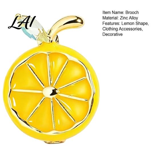 Outfit Embellishment Lemon Slice Brooch Pin Oil Dripping Fruit Pin with Bags Decorative Pins Rhinestone Leaf Badge for Clothes Scarves Brooches