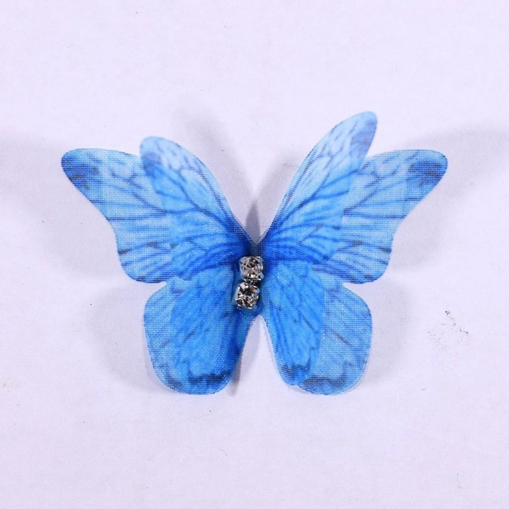 50Pcs Double-layer Chiffon Butterfly Embroidered Patches  Bridal Hair Accessories