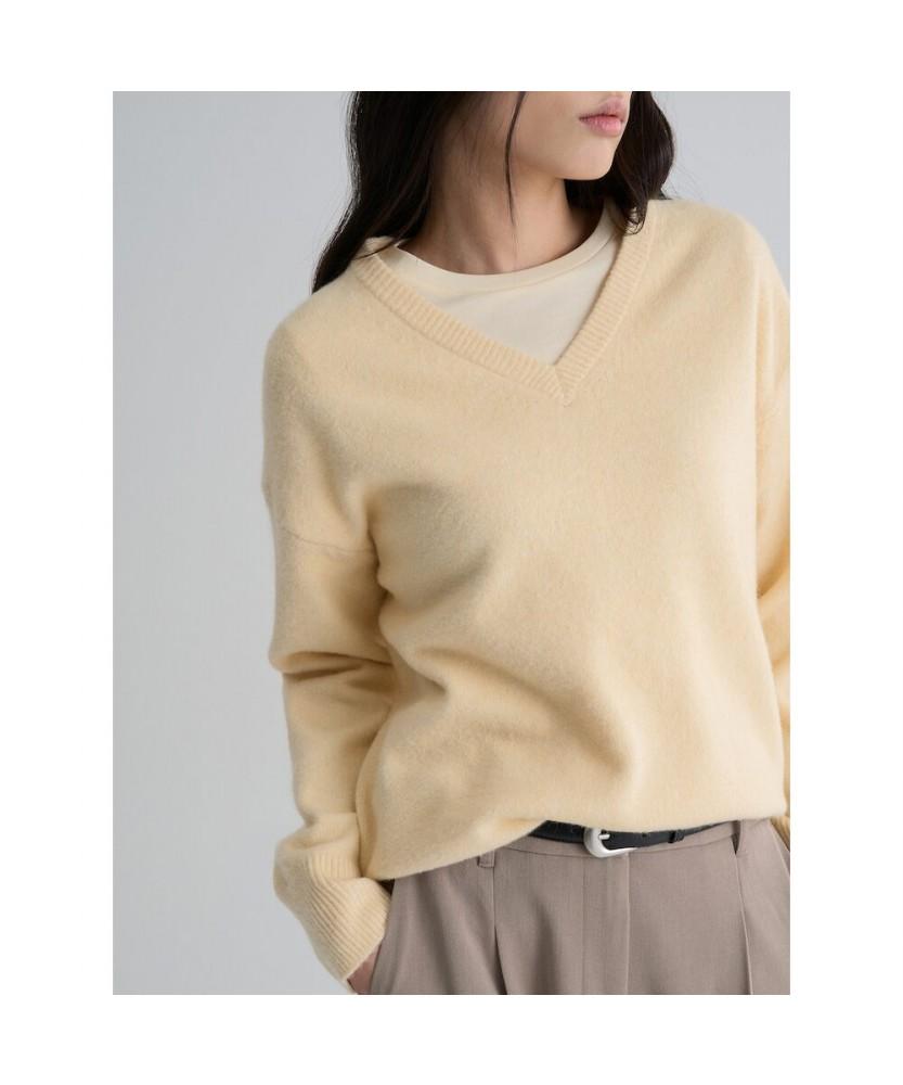 8SECONDS Soft Touch V-Neck Long Sleeve Pullover Yellow