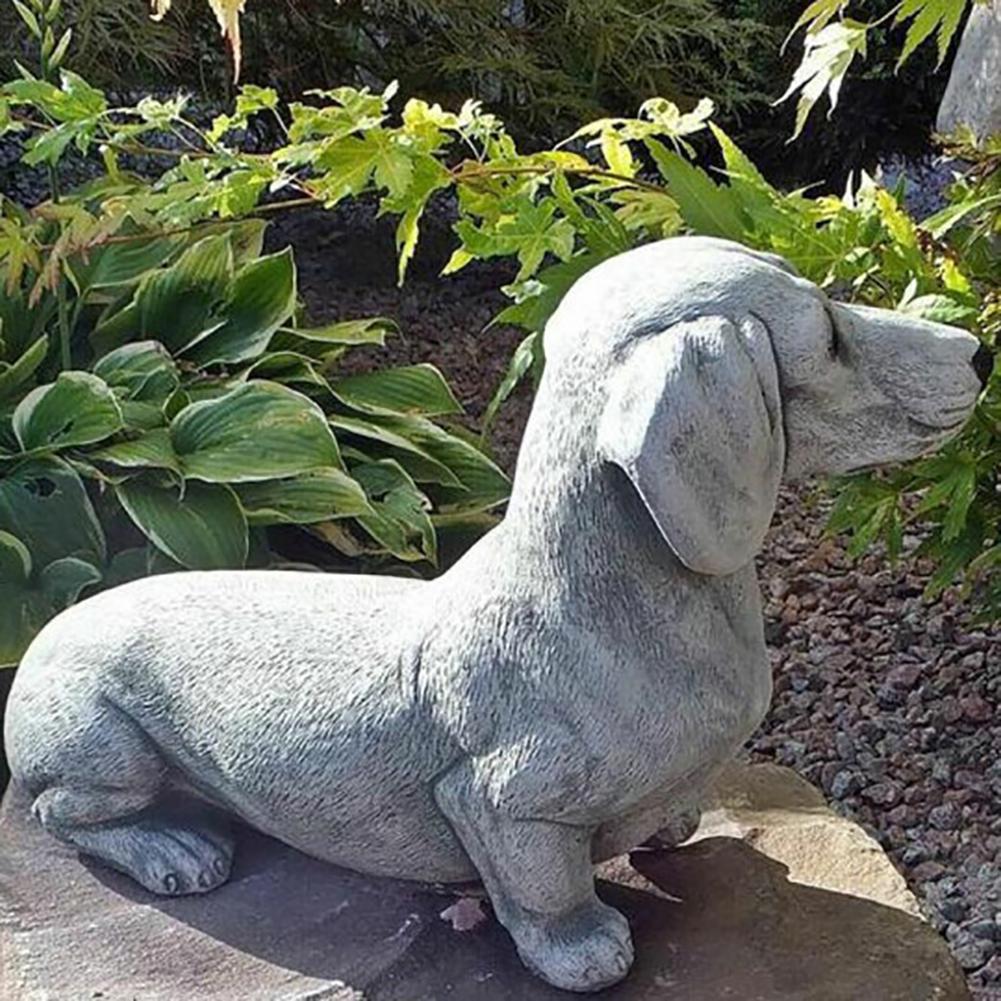 Dachshund Garden Statue Meditation Sitting Dog Sculpture Resin Dog Statue Figurine Ornaments