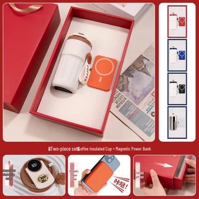 Juego de Regalo de Taza de Café Aislada Changqi y Batería Externa Magnética