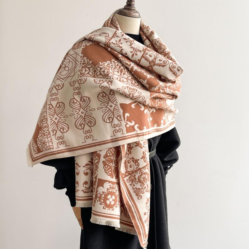 High-end scarf women's winter light luxury and warm imitation cashmere shawl with square double-sided scarf new