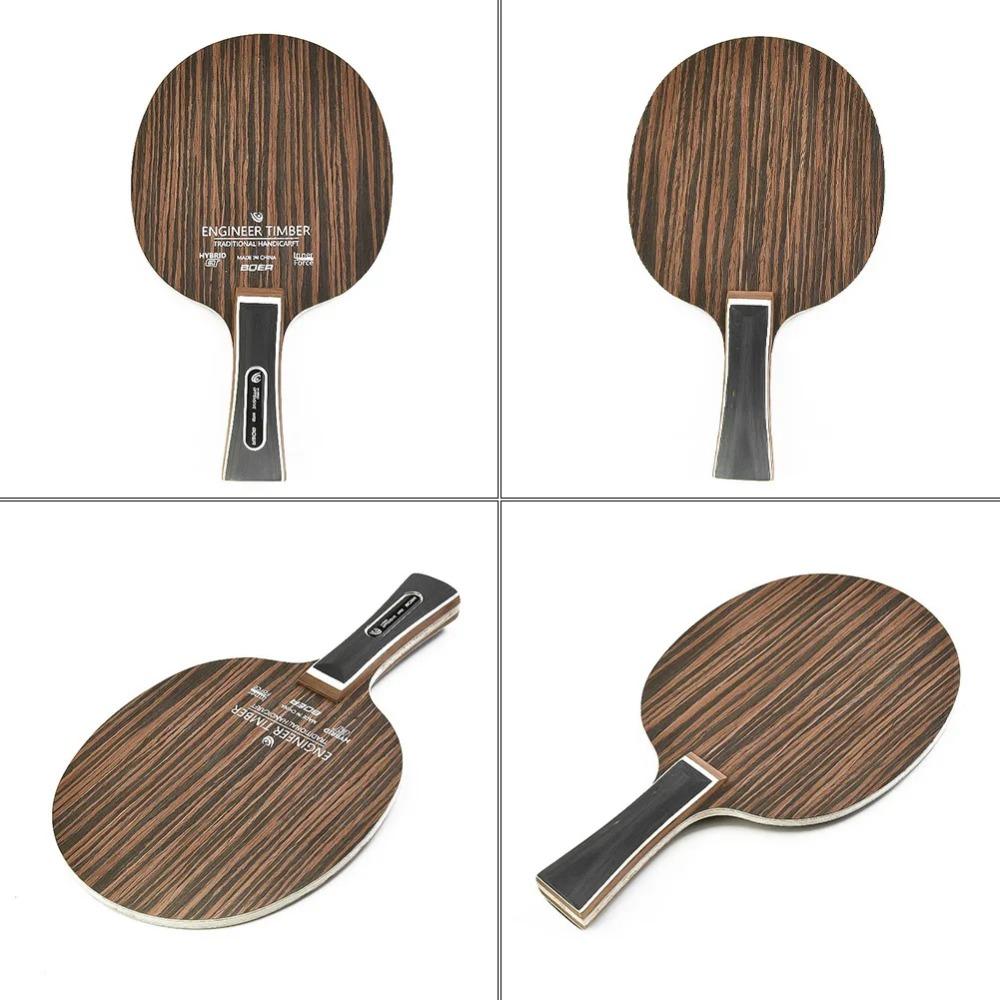1×Table Tennis Racket Bottoms Plate 5-Ply Ping-Pong Blade Paddle Long Handle Ebony Dalbergia Table Tennis Paddle Blade Bat Blade