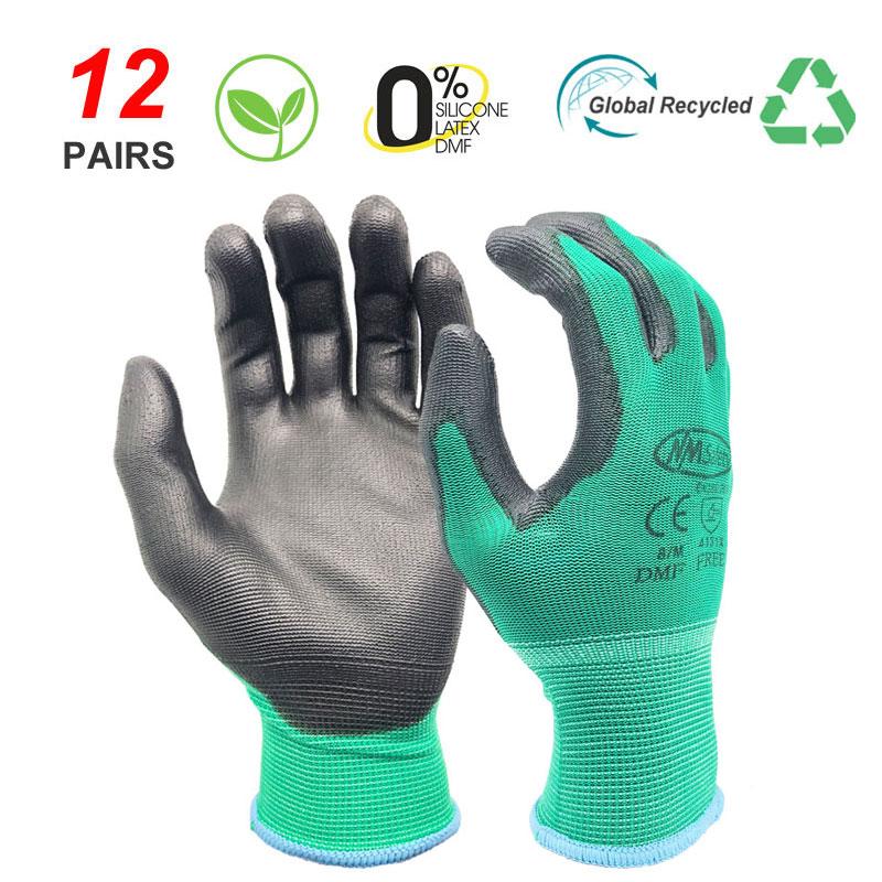 24Pieces/12 Pairs Work Gloves For PU Palm Coating Safety Protective Glove Nitrile Professional Safety Suppliers