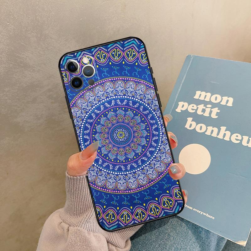 Indian Mandala Pattern Case For iPhone 17 Air 15 14 13 12 11 16 Pro Max 13 mini XR 15 16 Plus 16e Back Cover Shell