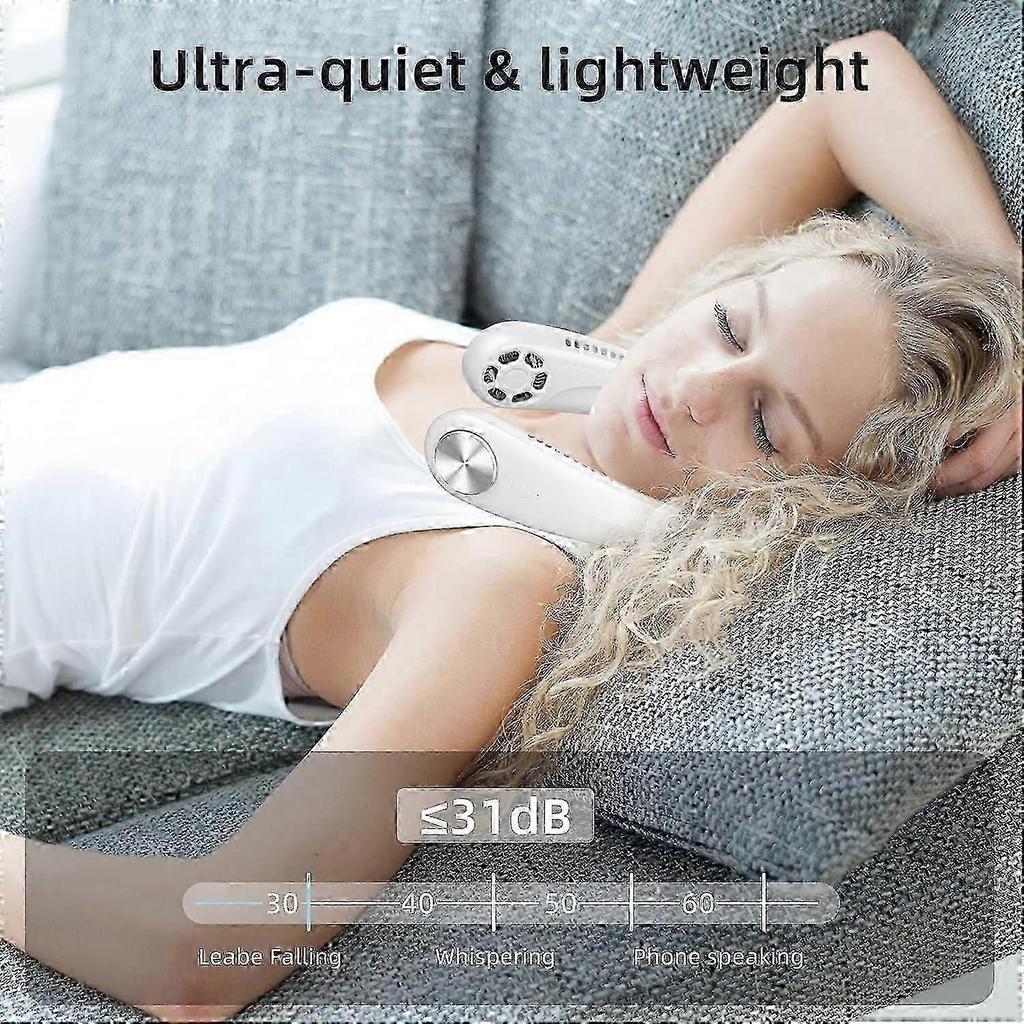 Hands Free Bladeless Neck Fan 3 Speed Adjustment 360 Cooling USB Rechargeable Neck Fan -HK908