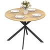 Round Dining Table for 4, 100 cm, Wood-Effect Top, Crossed Oak Steel Base