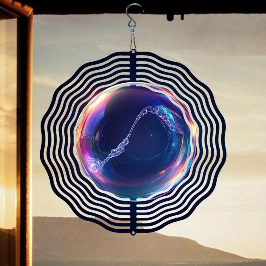 Hanging Wind Chime with Deep Sea Pearl Pattern Metal Wind Direction Gyro for Outdoor Garden Patio Indoor Decor Festival Gift