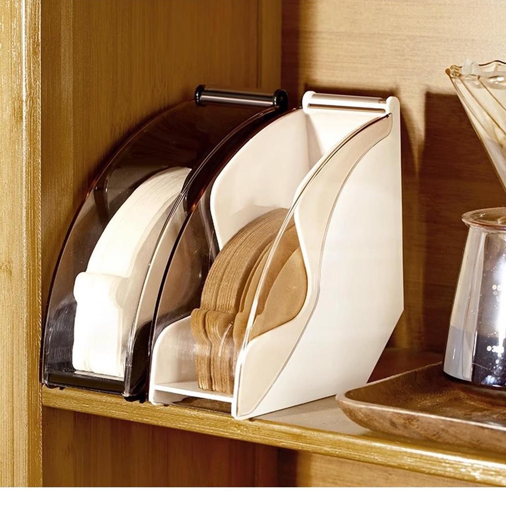 Multifunctional Coffee Filter Holder with Paper Storage and Coffee Bar Kitchen Supplies Case, Cone-Shaped Lid, Organization, Essentials,