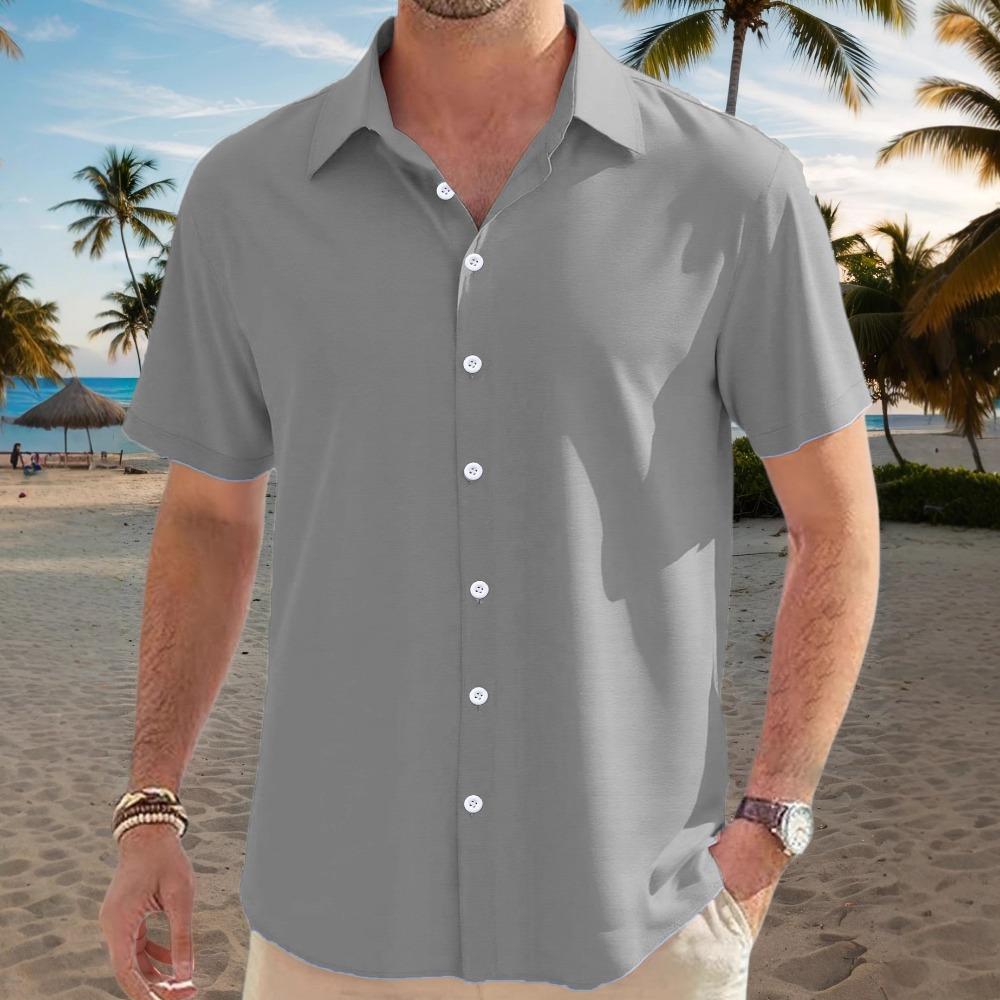 

Нова літня чоловіча сорочка з короткими рукавами 2025 р. Модна повсякденна вільна зручна однотонна пляжна чоловіча сорочка з лацканами з короткими рукавами XXXL