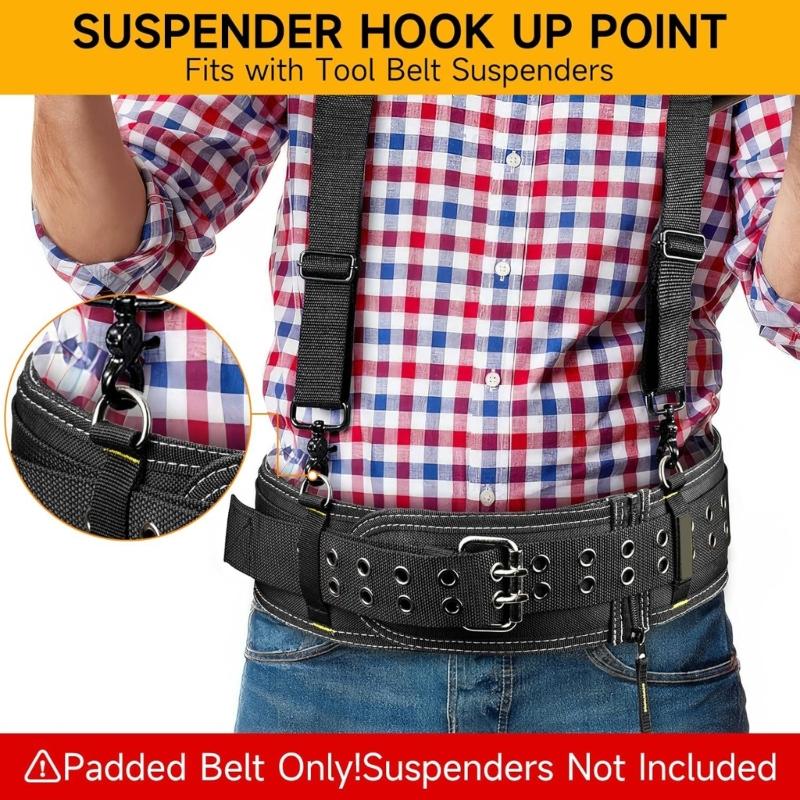 Ceinture de travail robuste avec 4 anneaux en D métalliques Ceinture rembourrée confortable Pour les ouvriers du bâtiment et les artisans